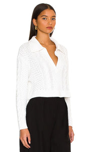 L'Academie Miles Cable Pullover in Ivory