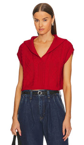 L'Academie Zaria Knit Vest in Red - L'Academie Zaria Gilet en tricot rouge - L'Academie Zaria 红色针织背心 - L'Academie Zaria Strickweste in Rot - L'Academie Zaria 니트 조끼레드 색상 - Gilet in maglia L'Academie Zaria in rosso