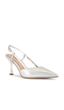 Lola Cruz Carmen 85 Slingback Pump in Metallic Silver