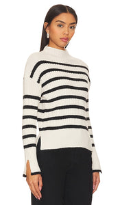 Line & Dot Sunday Stripe Sweater in Black,White