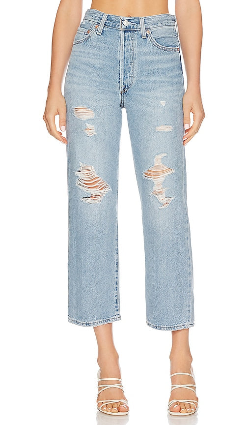 LEVI'S Ribcage Straight Ankle in Blue - LEVI'S Ribcage Cheville droite en bleu - LEVI'S Ribcage 蓝色直筒裤 - LEVI'S Ribcage Straight Ankle in Blau - LEVI'S Ribcage 스트레이트 앵클 블루 색상 - Caviglia dritta Ribcage LEVI'S in blu