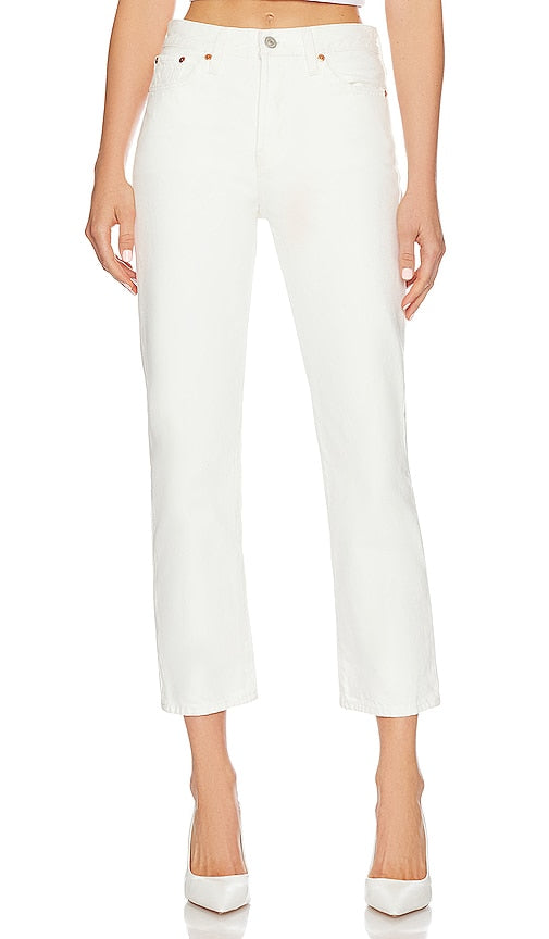 LEVI'S Wedgie Straight in White - LEVI'S Wedgie Straight en blanc - LEVI'S 白色 Wedgie 直筒鞋 - LEVI'S Wedgie Straight in Weiß - LEVI'S 웨지 스트레이트 화이트 색상 - LEVI'S Wedgie Straight in bianco