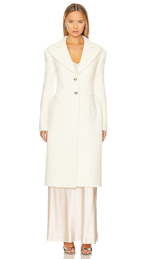 LEJE La Cloche Coat in White - LEJE Manteau La Cloche en Blanc - LEJE La Cloche 白色大衣 - LEJE La Cloche Mantel in Weiß - LEJE 라클로슈 코트 화이트 색상 - Cappotto LEJE La Cloche in bianco