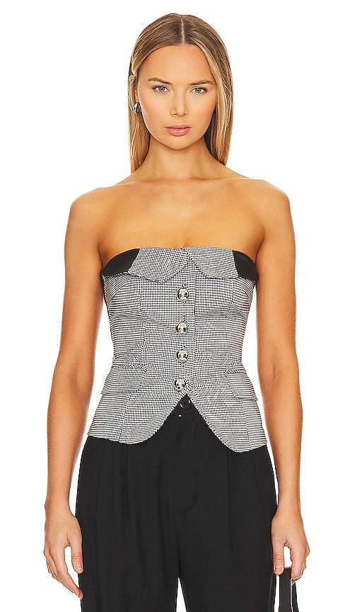 LEJE Tailored Bustier in Black,White - LEJE Bustier sur mesure en noir, blanc - LEJE 黑色、白色定制紧身胸衣 - Maßgeschneidertes LEJE-Bustier in Schwarz und Weiß - LEJE 테일러드 뷔스티에 블랙,화이트 색상 - Bustier su misura LEJE in nero, bianco