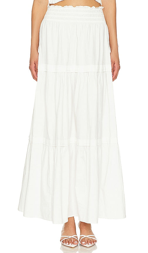 LoveShackFancy Phia Skirt in White