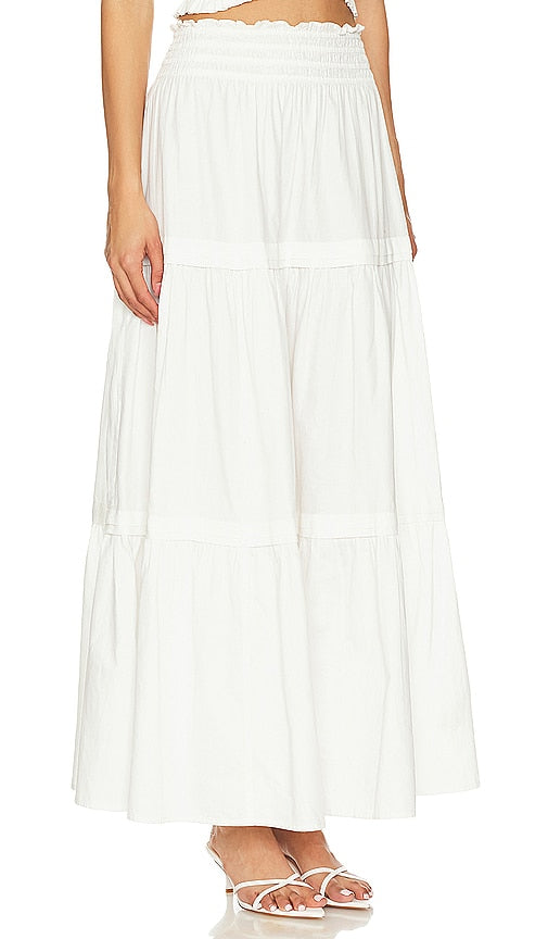 LoveShackFancy Phia Skirt in White