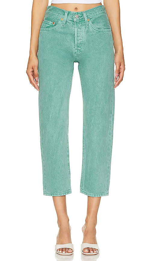 LEVI'S 501 Crop Straight in Green - LEVI'S 501 - Court droit - Vert - LEVI'S 501 绿色短款直筒裤 - LEVI'S 501 Crop Straight in Grün - LEVI'S 501 크롭 스트레이트 그린 색상 - LEVI'S 501 Crop dritto in verde