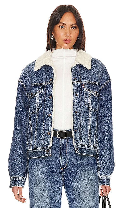 LEVI'S 90's Sherpa Trucker in Blue - LEVI'S Sherpa Trucker années 90 en bleu - LEVI'S 90 年代夏尔巴卡车司机蓝色 - LEVI'S 90er Sherpa Trucker in Blau - LEVI'S 90's 셰르파 트럭커 블루 색상 - Levi's Sherpa Trucker anni '90 in blu