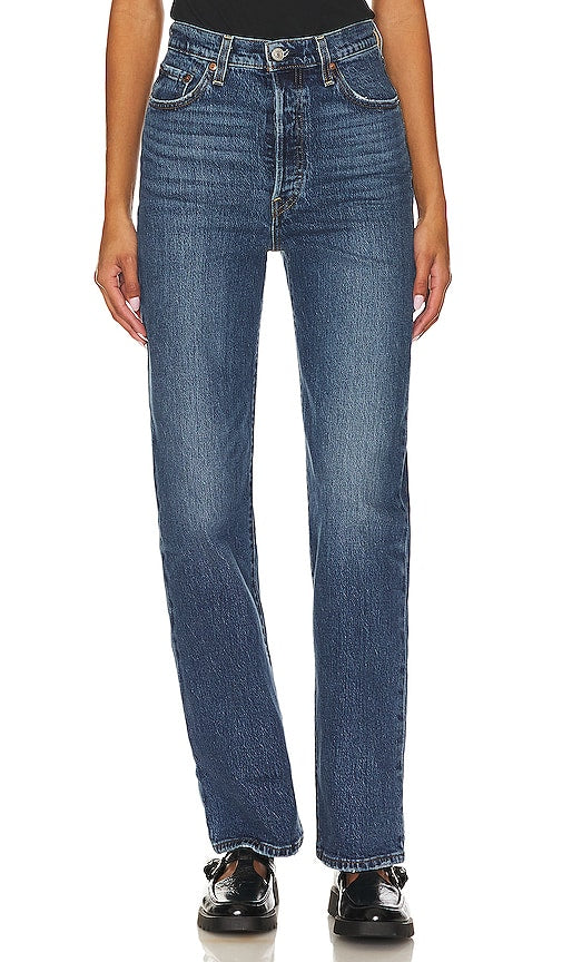 LEVI'S Ribcage Full Length in Blue - LEVI'S Cage thoracique pleine longueur en bleu - LEVI'S Ribcage 全长款蓝色 - LEVI'S Brustkorb in voller Länge in Blau - LEVI'S Ribcage 전체 길이 블루 색상 - Gabbia toracica LEVI'S a figura intera in blu
