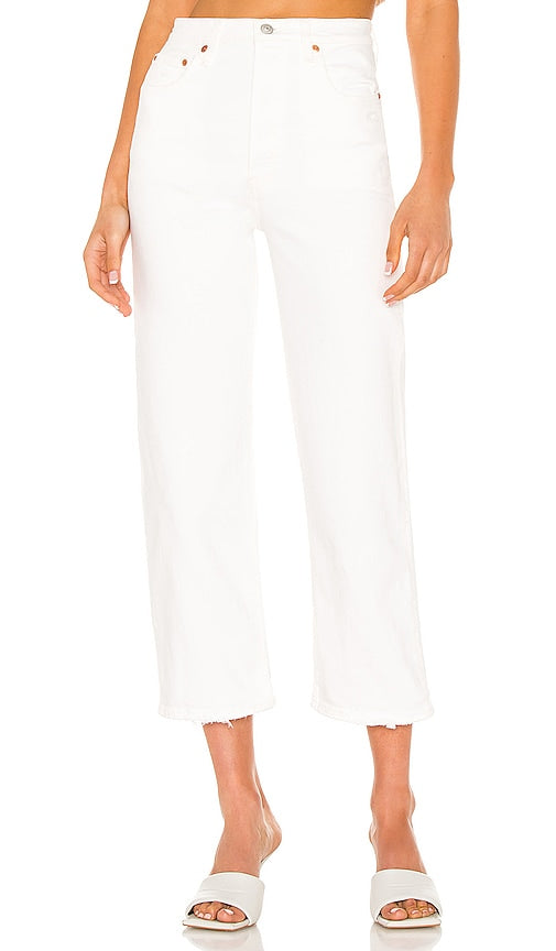 LEVI'S Ribcage Straight Ankle in White - LEVI'S Cheville droite cage thoracique en blanc - LEVI'S Ribcage 白色直筒裤 - LEVI'S Ribcage Straight Ankle in Weiß - LEVI'S 립케이지 스트레이트 앵클 화이트 색상 - Caviglia dritta Ribcage LEVI'S in bianco