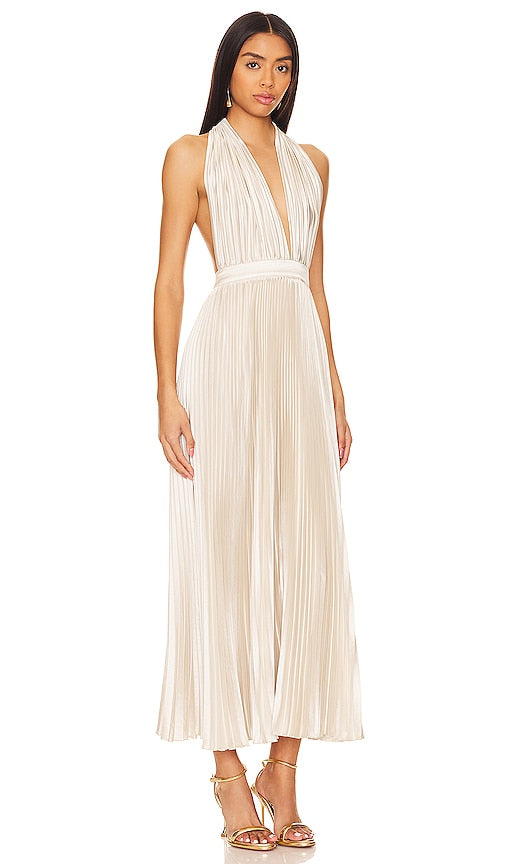 L'IDEE Moderniste Gown in Metallic Neutral