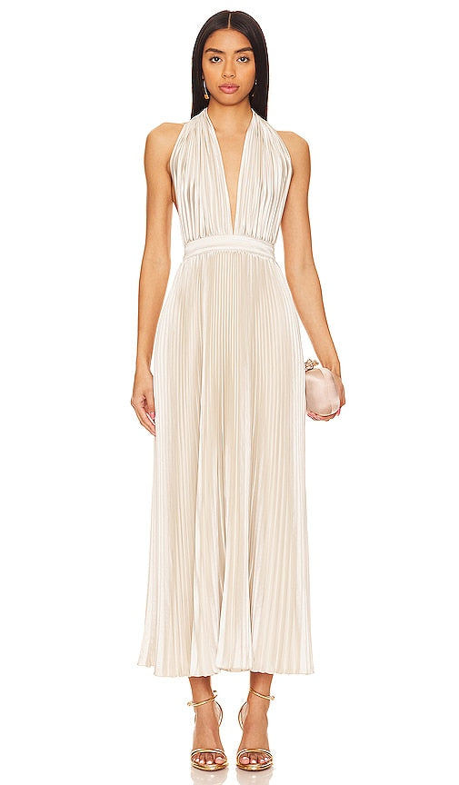 L'IDEE Moderniste Gown in Metallic Neutral - Robe Moderniste L'IDEE en Neutre Métallisé - L'IDEE 中性金属色现代主义礼服 - L'IDEE Moderniste-Kleid in metallischem Neutral - L'IDEE Moderniste 가운 메탈릭 뉴트럴 소재 - Abito L'IDEE Moderniste in colore neutro metallizzato