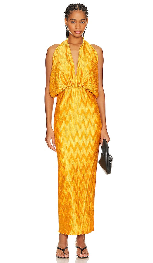 L'IDEE Riviera Sleeveless Gown in Mustard - L'IDEE Riviera Robe sans manches en moutarde - L'IDEE Riviera 芥末黄无袖礼服 - L'IDEE Riviera Ärmelloses Kleid in Senf - L'IDEE Riviera 머스타드 슬리브리스 가운 - Abito senza maniche L'IDEE Riviera color senape