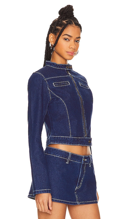 LIONESS Bella Moto Jacket in Blue