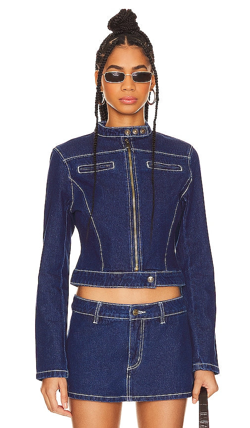 LIONESS Bella Moto Jacket in Blue