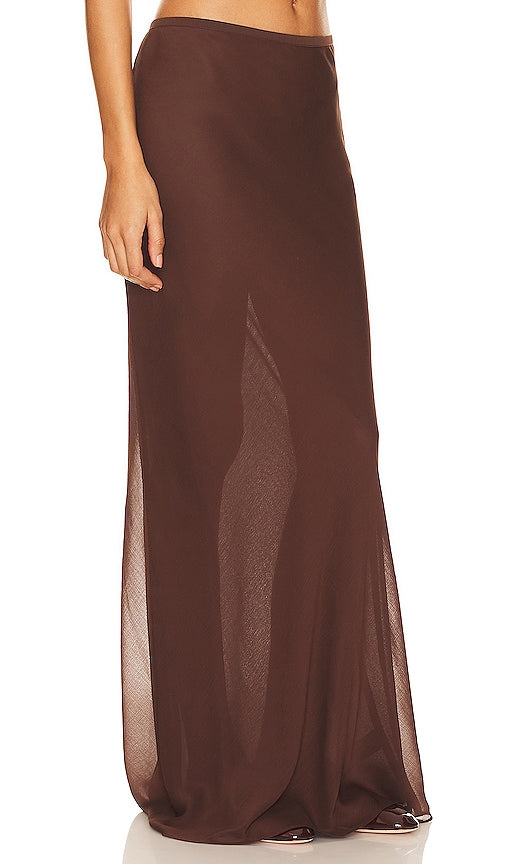 LIONESS Endless Maxi Skirt in Chocolate