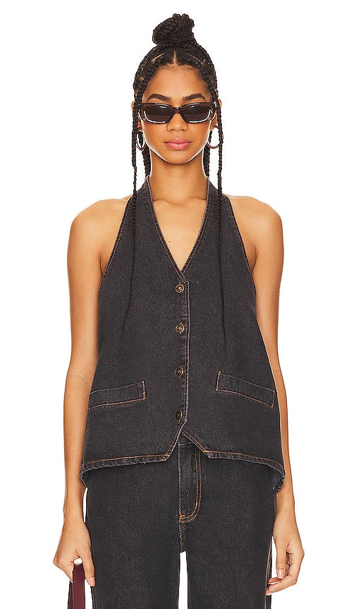 LIONESS Hills Halter Top in Black - LIONESS Hills - Haut dos nu en noir - LIONESS Hills 黑色挂脖上衣 - LIONESS Hills Neckholder-Top in Schwarz - LIONESS Hills 홀터 탑 - Top allacciato alla caviglia LIONESS Hills in nero