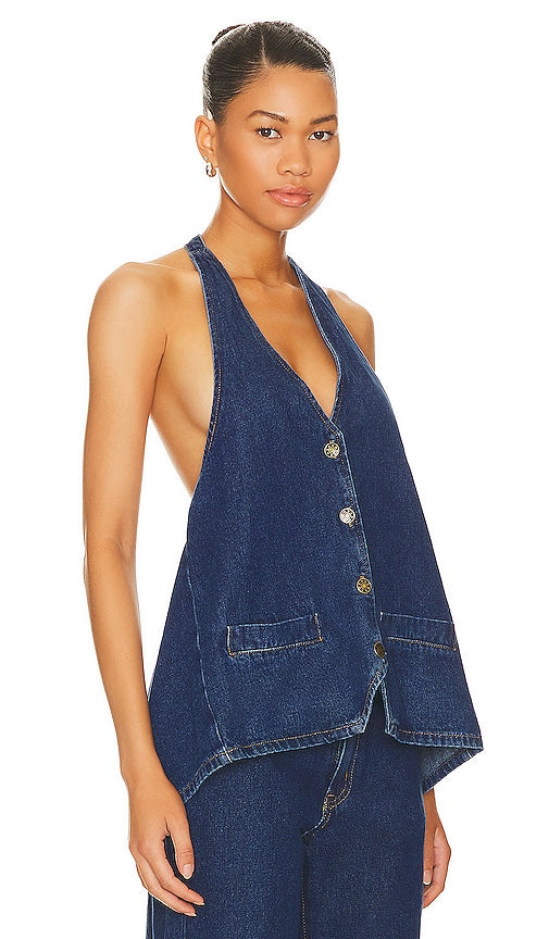 LIONESS Hills Halter Top in Blue