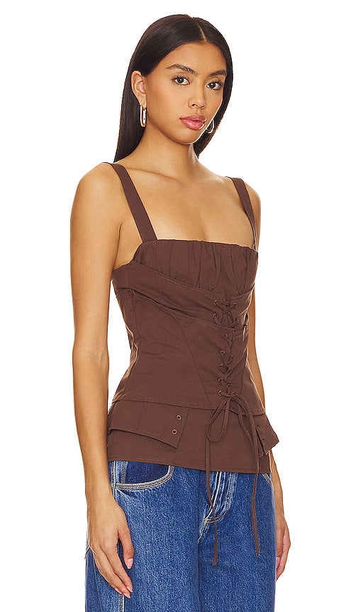 LIONESS In Bloom Top in Chocolate