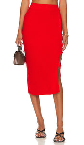 LITA by Ciara True Rib Skirt in Red - LITA by Ciara Jupe côtelée véritable en rouge - LITA by Ciara 红色真罗纹半身裙 - LITA by Ciara True Rib Rock in Rot - LITA by Ciara 트루 립 스커트 - LITA by Ciara Gonna a costine in rosso