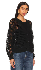 LNA Abi Open Knit Cardigan in Black