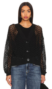 LNA Abi Open Knit Cardigan in Black - LNA Abi Cardigan en maille ouverte en noir - LNA Abi 黑色开口针织开衫 - LNA Abi Offener Strick-Cardigan in Schwarz - LNA Abi 오픈 니트 가디건블랙 색상 - Cardigan in maglia aperta LNA Abi in nero