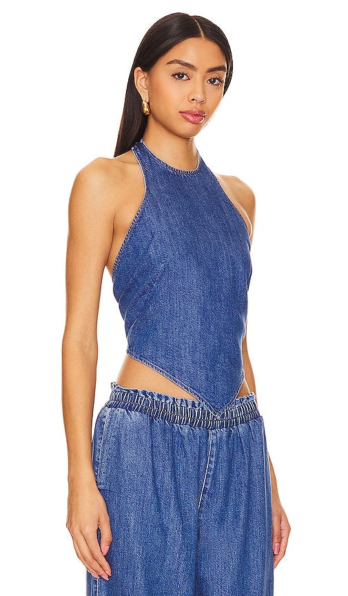 LNA Alexis Denim Halter in Blue