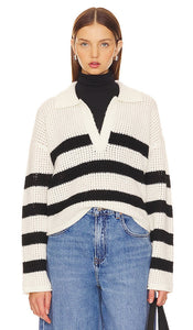 LNA Ari Stripe Sweater in Ivory - LNA - Pull à rayures Ari en ivoire - LNA Ari 象牙色条纹毛衣 - LNA Ari Stripe Pullover in Elfenbein - LNA 아리 스트라이프 스웨터 - Maglione a righe LNA Ari in avorio