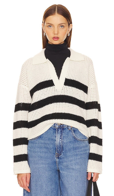 LNA Ari Stripe Sweater in Ivory - LNA - Pull à rayures Ari en ivoire - LNA Ari 象牙色条纹毛衣 - LNA Ari Stripe Pullover in Elfenbein - LNA 아리 스트라이프 스웨터 - Maglione a righe LNA Ari in avorio