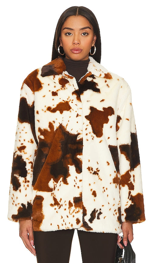 LNA Cowgirl Faux Fur Coat in White