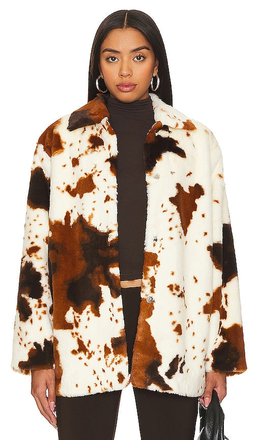 LNA Cowgirl Faux Fur Coat in White