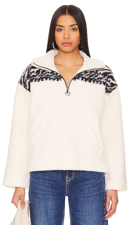 LNA Dani Sherpa Half Zip in Cream