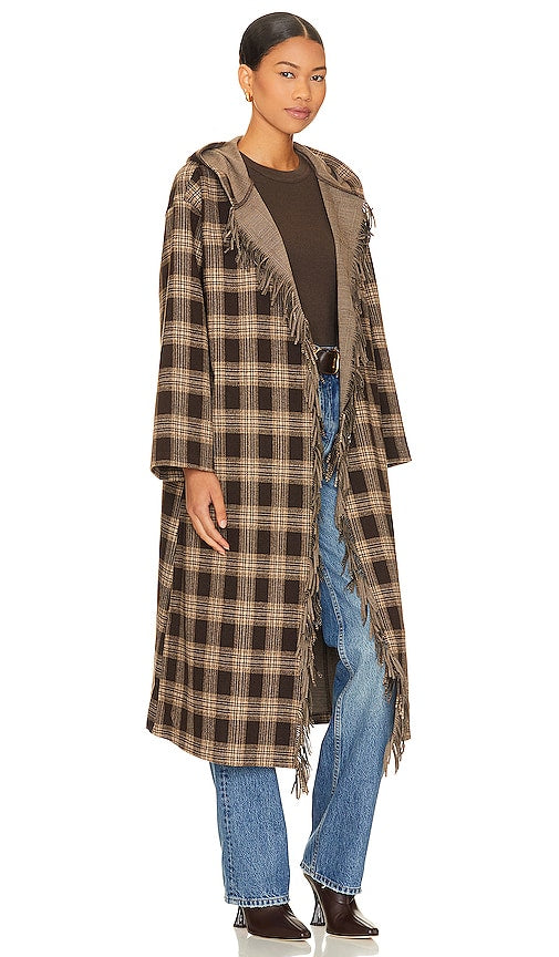 LNA Dutton Plaid Coat in Brown
