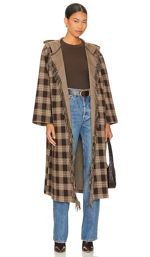 LNA Dutton Plaid Coat in Brown - LNA Dutton Manteau à carreaux en marron - LNA Dutton 棕色格纹大衣 - LNA Dutton Karierter Mantel in Braun - LNA Dutton 플레이드 코트브라운 색상 - Cappotto scozzese in dutton LNA in marrone