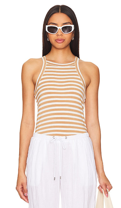 LNA Dylan Striped Tank in Tan - Débardeur rayé LNA Dylan en beige - LNA Dylan 棕褐色条纹背心 - LNA Dylan gestreiftes Tanktop in Hellbraun - LNA Dylan 스트라이프 탱크탑 - Canotta LNA Dylan a righe marrone chiaro