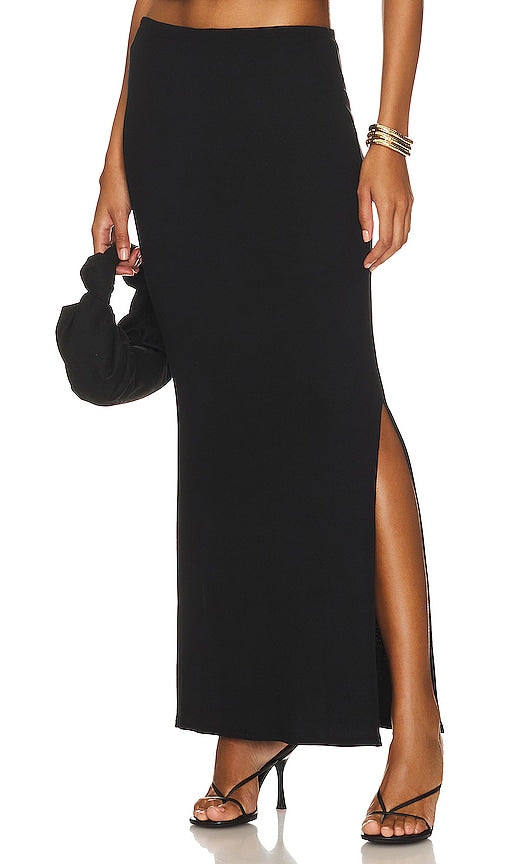 LNA Steph Ribbed Skirt in Black - LNA Steph - Jupe côtelée en noir - LNA Steph 黑色罗纹半身裙 - Gerippter Rock „Steph“ von LNA in Schwarz - LNA Steph 골지 스커트 - Gonna a coste LNA Steph in nero