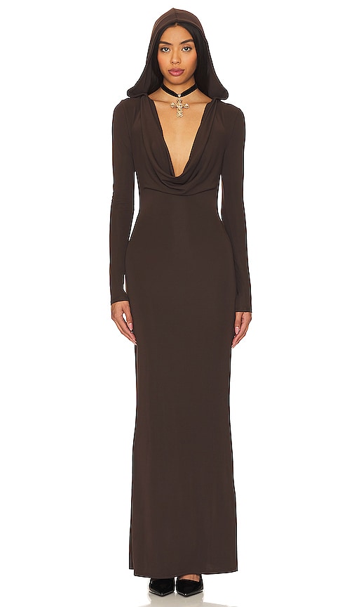 LOBA Jacinta Hooded Gown in Chocolate