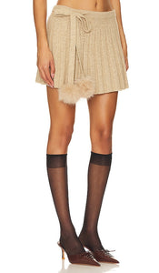 LOBA Nili Pleated Wrap Skirt in Tan