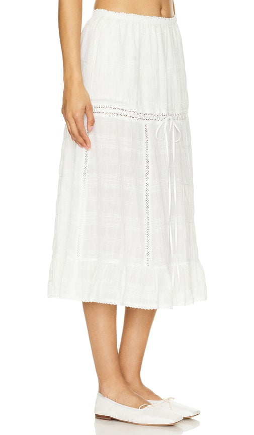 LOBA Valeria Midi Skirt in Ivory