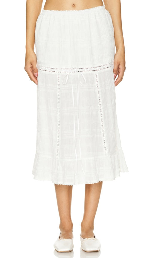 LOBA Valeria Midi Skirt in Ivory - Jupe mi-longue LOBA Valeria en ivoire - LOBA Valeria 象牙色中长半身裙 - LOBA Valeria Midirock in Elfenbein - LOBA 발레리아 미디 스커트 - Gonna longuette LOBA Valeria in avorio