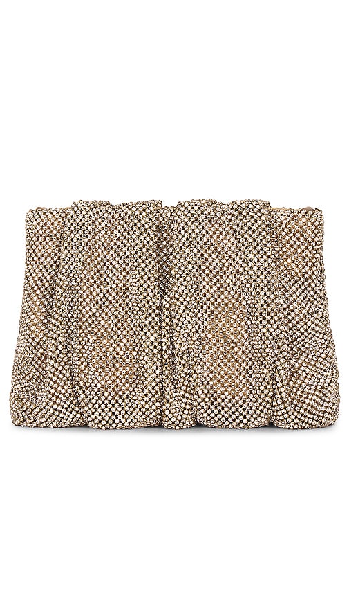 Loeffler Randall Crystal Gathered Flat Clutch in Metallic Gold