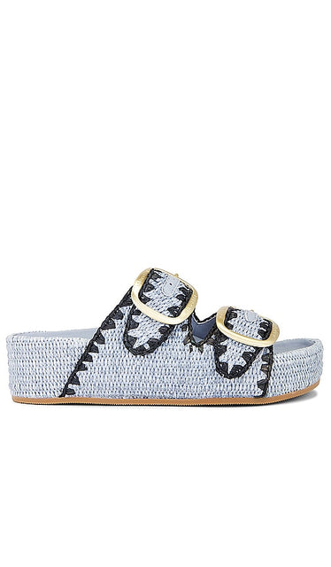 Loeffler Randall Theo Sandal in Blue | Light Blue & Black Flat Sandals for Women