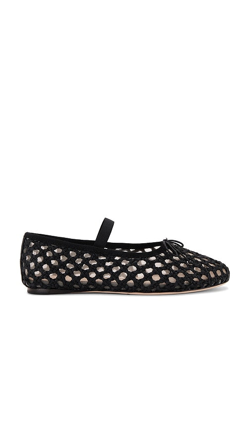 Loeffler Randall Leonie Crochet Flat in Black | Black Ballet Flats for Women