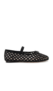 Loeffler Randall Leonie Crochet Flat in Black | Black Ballet Flats for Women