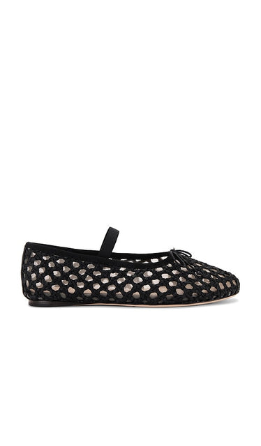 Loeffler Randall Leonie Crochet Flat in Black | Black Ballet Flats for Women