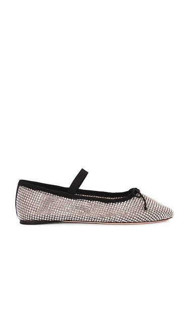 Loeffler Randall Leonie Ballet Flats in Metallic Neutral | Rhinestone Ballet Flats for Women