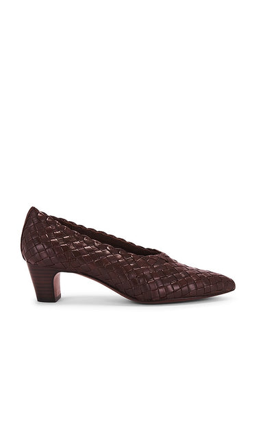 Loeffler Randall Maeve Woven Mule in Brown | Espresso Closed Toe Mules for Women