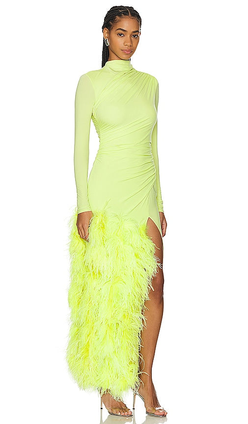 Lapointe Draped Feather Gown in Yellow