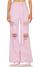 Lapointe Stretch Cotton Twill Distressed High Waist Jean in Pink - Jean taille haute Lapointe en sergé de coton extensible d'aspect vieilli, rose - Lapointe 弹力棉质斜纹仿旧高腰牛仔裤（粉色） - Lapointe Stretch-Baumwolltwill-Jeans mit hoher Taille in Distressed-Optik in Rosa - Lapointe 스트레치 코튼 트윌 디스트레스드 하이웨이스트 진 핑크 색상 - Jeans Lapointe a vita alta effetto vissuto in twill di cotone elasticizzato in rosa