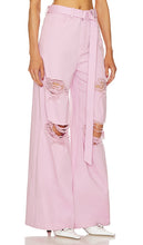 Lapointe Stretch Cotton Twill Distressed High Waist Jean in Pink